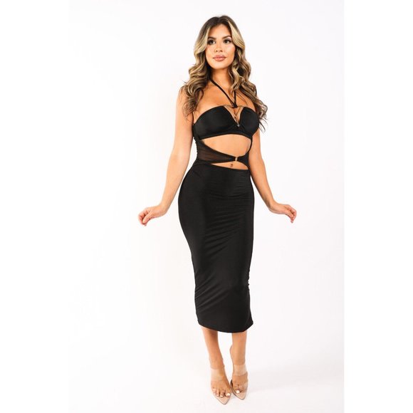 Boutique Dresses & Skirts - Women's Sexy Sleeveless Cut Out Detailed Halter Neck Casual Clubwear Party Dress